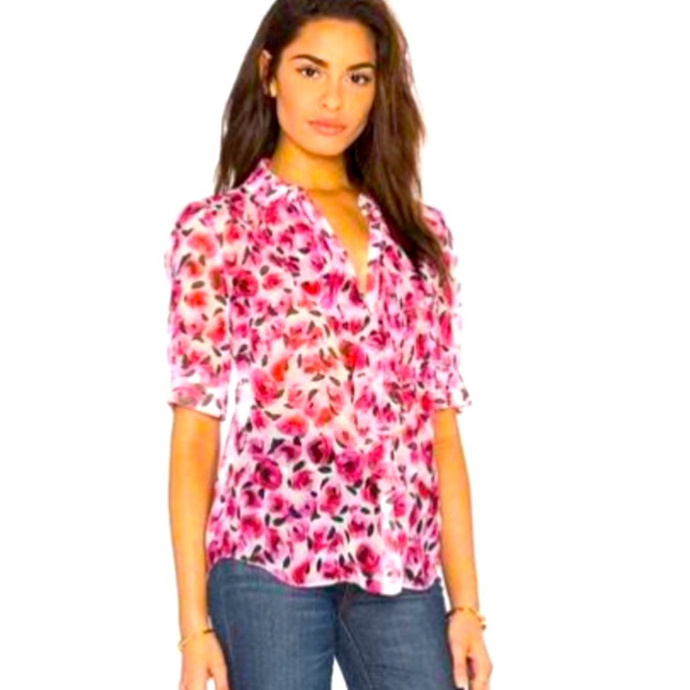 Kate Spade Size 2 Semi-sheer silk blouse. Gorgeous floral pattern.